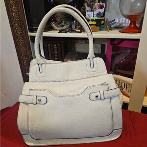 Vince Camuto White Leather Satchel with Top Handles
